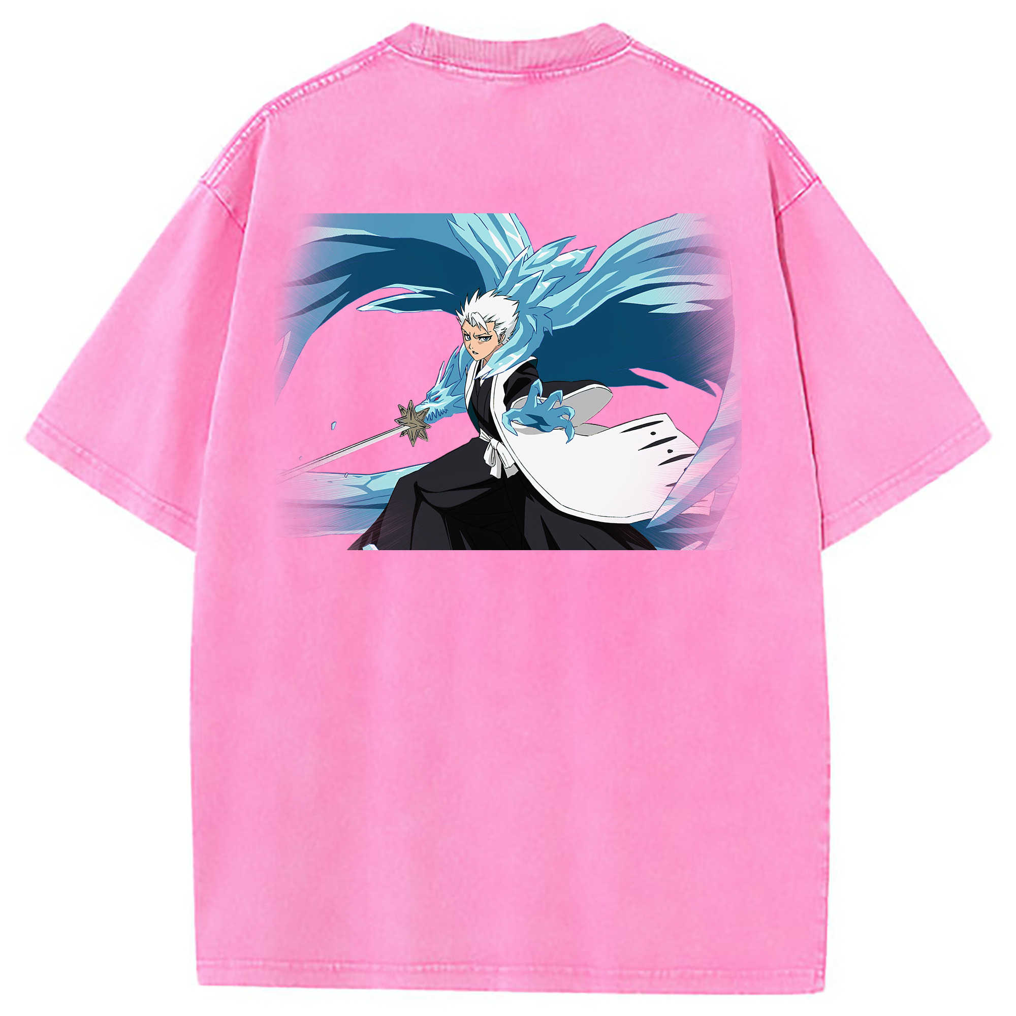 （画像用） ブリーチ 日番谷冬獅郎（ひつがや とうしろう） BLEACH Hitsugaya Toushirou 綿100% ヴィンテージ風 半袖Tシャツ（背面プリント）